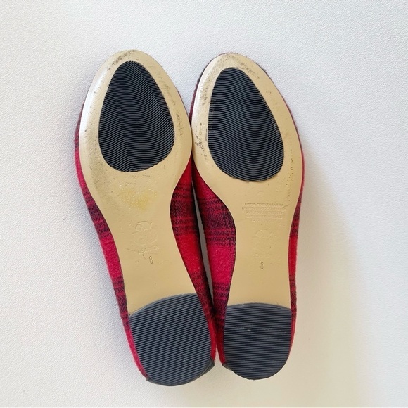 J Jill Flats Buffalo Plaid Loafer Chic Preppy Casual Holiday Red Black 8 - Picture 8 of 12